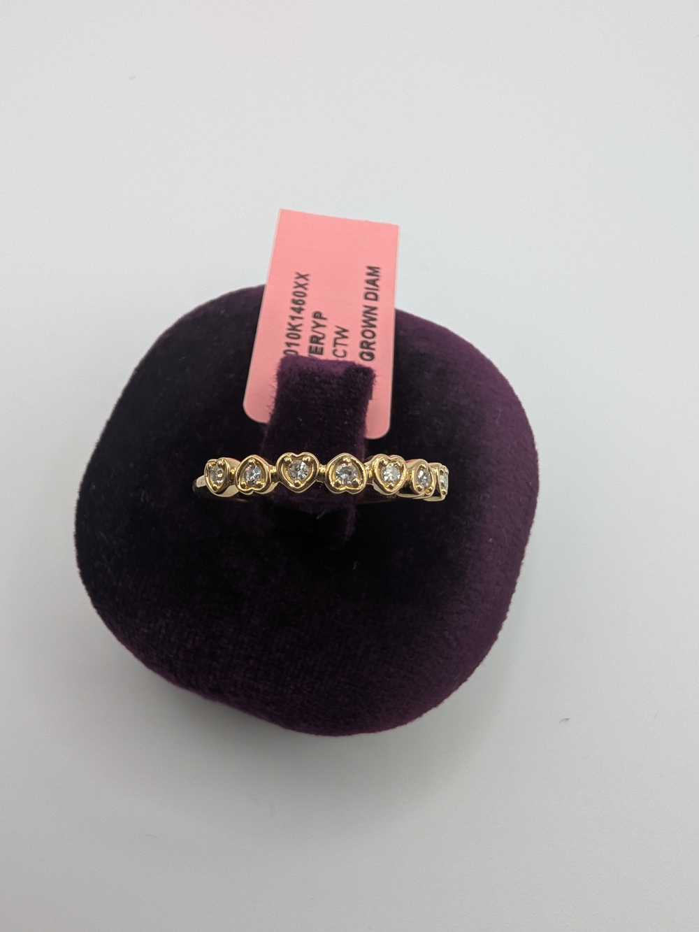 NWT Heart Lab Grown Diamond Band Ring 0.1 CTW Gold Plated Sterling Silver Size 8